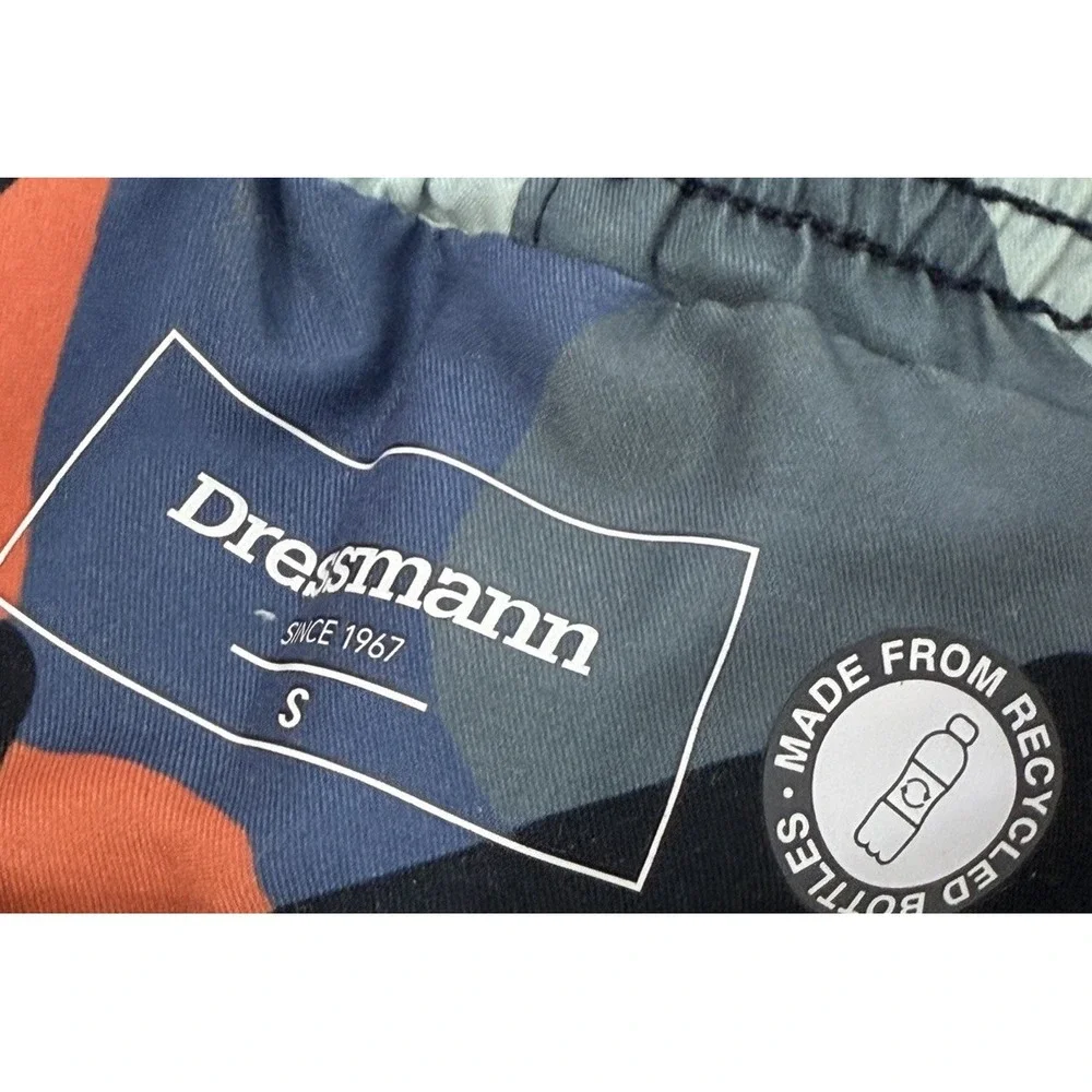 DRESSMANN Pattern Geo SWIM Trunks Men's Size S Shorts Navy Orange Sport Volley